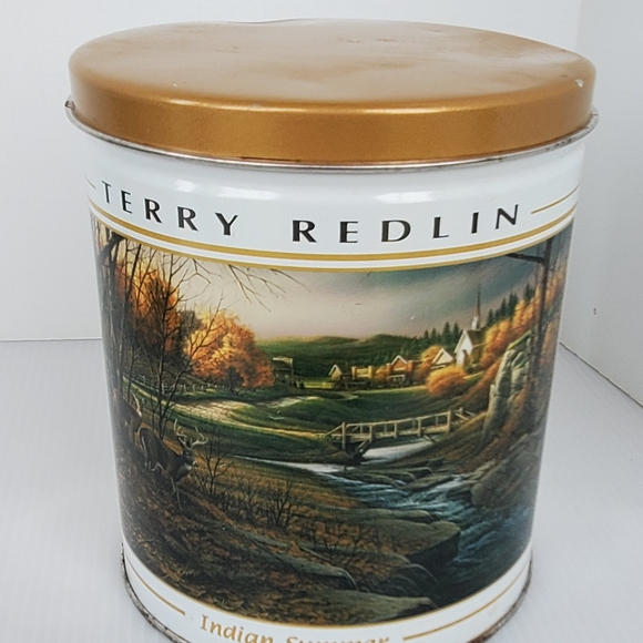 Lot Of 2 Terry Redlin Popcorn Tins Indian Summer Pleasures Of Winter Horses Deer - Picture 13 of 13